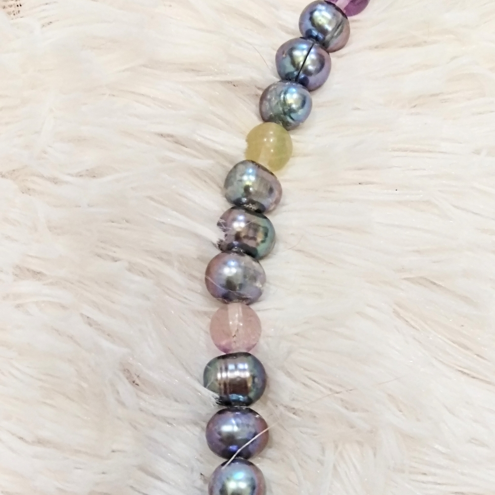 Genuine Pearl Amethyst Crystal Gemstone Necklace - Picture 9 of 10
